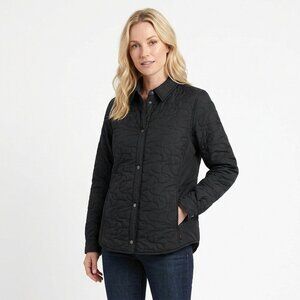 Woolrich Women’s Black Onion Quilted Jacket Snap Front Shacket Large Lightweight